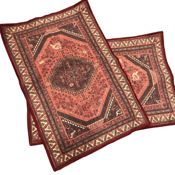 Ruggable Accents Ruggable Set Of 2 Red 2x3 Persian Small Area Rug Washable Boho Vintage